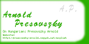 arnold presovszky business card